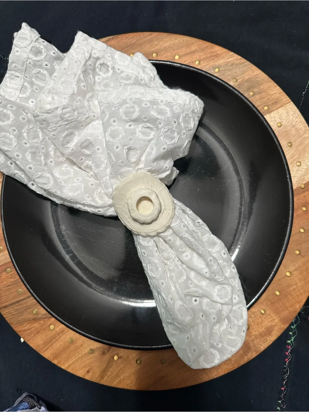 Cream Napkin Ring Set of 4 - Home Dining Serveware